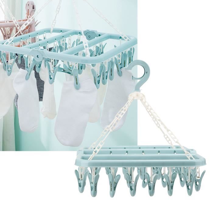 Séchoir à Linge en Acier Inoxydable avec Crochet Coupe - Vent, Porte - Linge, Porte - Manteau avec 8 Clips pour sécher Les Chaussettes, Serviettes, Couches, vêtements pour bébés, Gants (Paquet de Séchoir à Linge en Acier Inoxydable avec Crochet Coupe - Vent, Porte - Linge, Porte - Manteau avec 8 Clips pour sécher Les Chaussettes, Serviettes, Couches, vêtements pour bébés, Gants (Paquet de