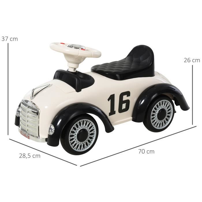 Porteur enfant voiture enfant 1-3 ans coffre klaxon 70L x 28,5l x 37H cm  blanc 70x28x37cm Blanc - Cdiscount Jeux - Jouets