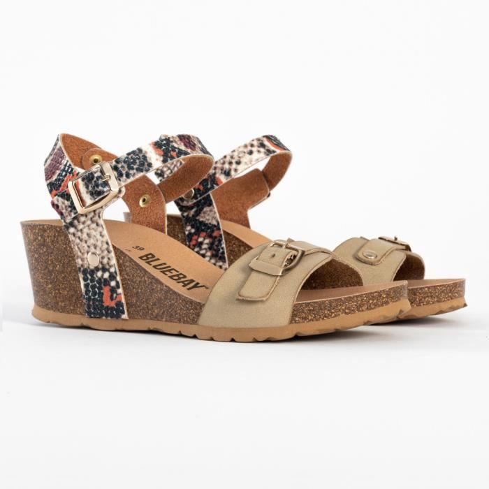 Sandales Femme BLUEBAY LUDMILA Beige Dessus Synth tique Beige