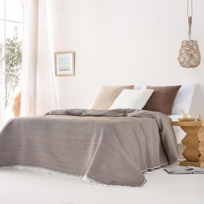Home Mercury Couvre-lit multifonction doux et confortable en polyester et coton 180 x 260 cm Motif à chevrons Gris