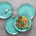 vancasso, Série Aqua, 4 Pièces Assiette Plate à Dîner, Assiette Grande en Grès Handmade-28cm Turquoise-3