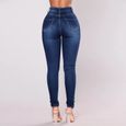 Mode Femmes Solide Taille Haute Stretch Slim Jeans Pantalon Crayon Décontracté m1645-3