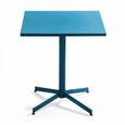Table de jardin carrée inclinable et 2 chaises en métal bleu pacific-3