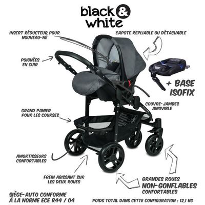 Poussette trio b&w deals