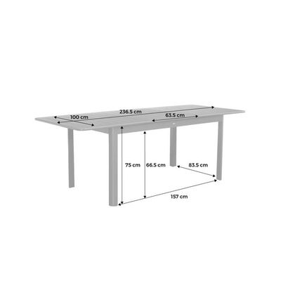 Table De Jardin Extensible En Aluminium Et Verre Trempé - 80x80 Cm, Extensible à 160x80 Cm, Pour 4-6 Personnes - 6