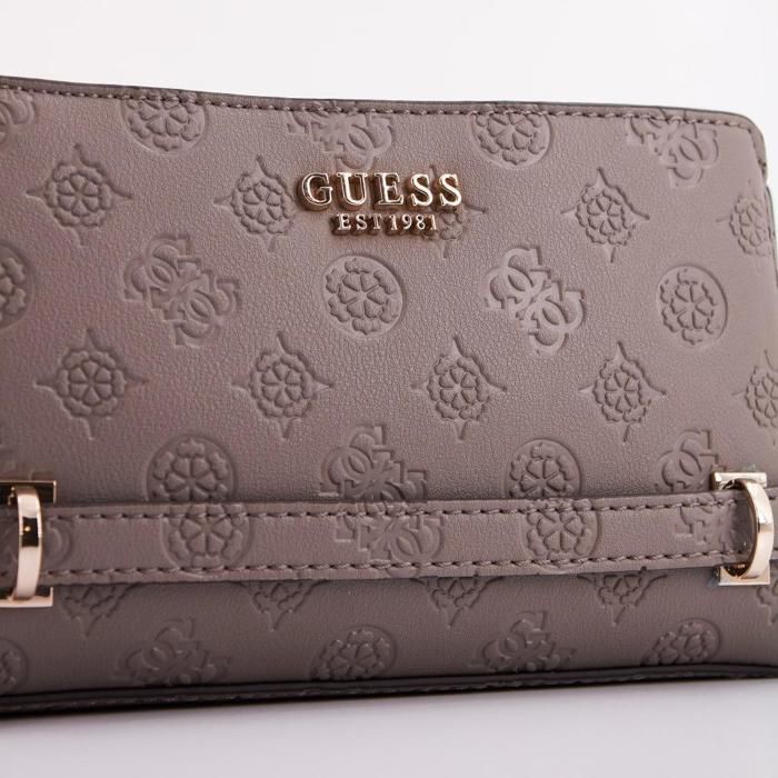 Sac à épaule Guess Zarela - Dark Taupe Logo, 100% Polyuréthane, Neuf Avec étiquettes