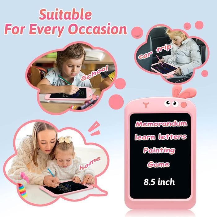 Topfree Tablette Dessin 8,5 Pouces Écran LCD Couleur – Lot De 2 Ardoises Magiques Pour Enfants De 2 à 7 Ans, Cadeau Anniversaire Fille Garçon, Voyage Scolaire