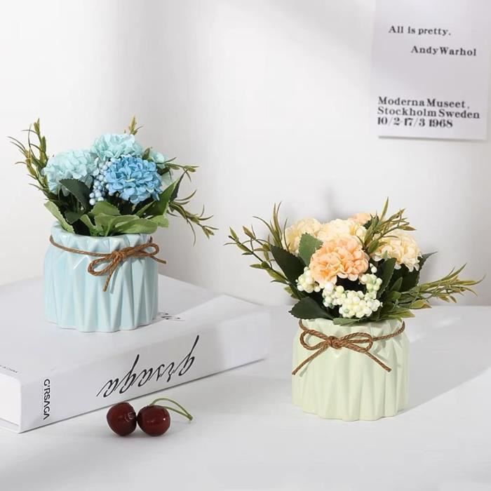 Bouquet Œillets Artificiels 11 Têtes – Soie Et Plastique Réalistes – Décoration Maison, Bureau, Mariage, Fête – Blanc