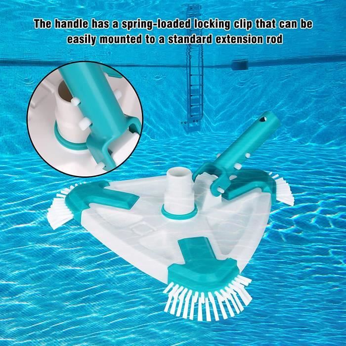 Nettoyeur de piscine rotatif manuel triangulaire WAHAISON, tête de brosse  pour piscine pour nettoyer les murs, carrelage et sols sans effort