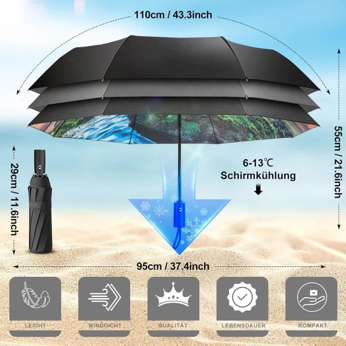 Mini Parapluie Pliant Anti-UV - Protection Pluie Et Soleil - Portable Pour Voyages - 89cm Ouvert