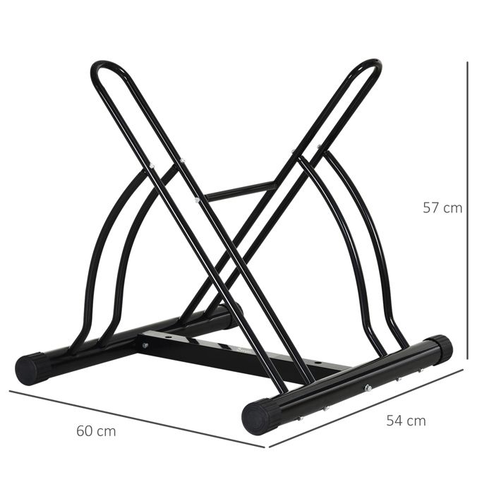 Râtelier 2 Vélos Support Sol - Porte-Vélos Stable Intérieur Extérieur - Largeur Pneu Jusqu'à 65 Mm