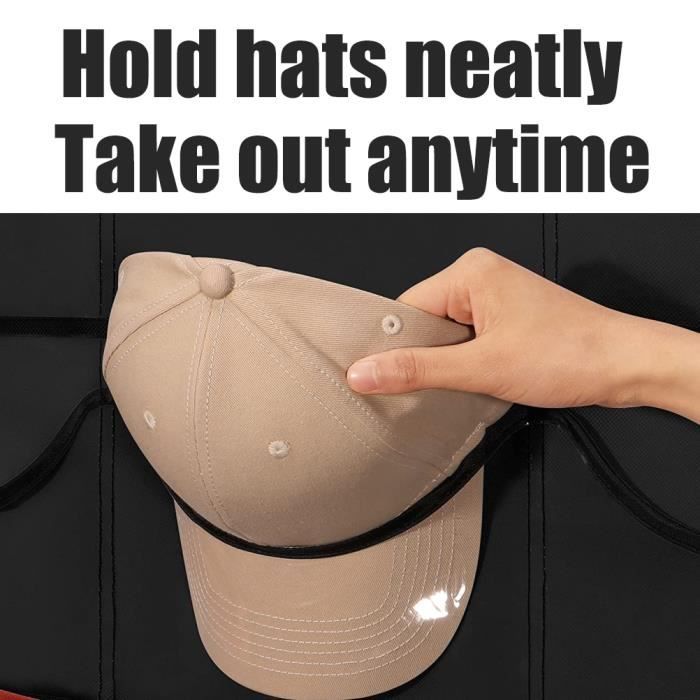 ENLACE Support Mural Pliable Pour Casquettes De Baseball - 7 Poches, En Feutre, Organisation Rangement Chapeaux, Facile à Installer - 3