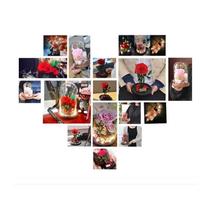 Laspi Rose Eternelle Cadeau Femme, Fleur Eternelle Cadeau Fete des Meres,4 Roses Rouge Coffret
