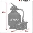 AREBOS Système de Filtre à Sable avec Pompe 400W + 700g de balles de Filtre | Noir | 10200 L/h | jusqu'à 20 kg de Sable-5