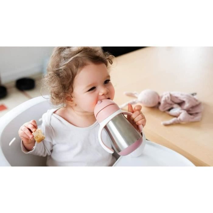 TOYANDONA Biberon de lait pour enfants avec paille et double poignée -  Tasse à eau pour enfants - Tasse pour l'extérieur, l'école, les voyages -  220