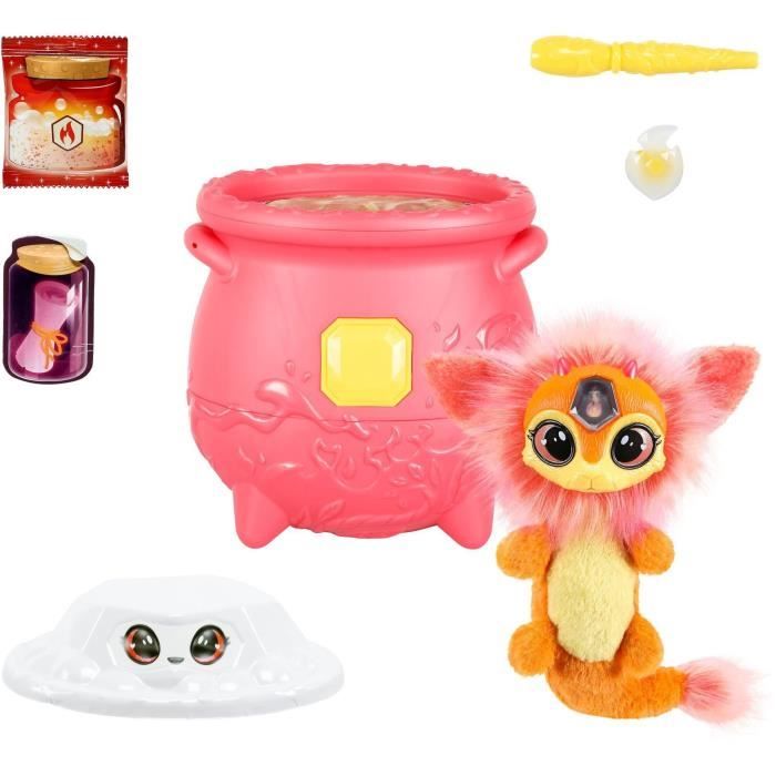Magic Mixies Chaudron Magie Des Éléments - Feu - Peluche Surprise Avec Bague Magique Changeante