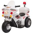 Scooter moto électrique pour enfants policier 6V 3 Km/h avec fonctions lumineuses et sonores, blanc-0