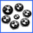 KIT 7 Badge LOGO Embleme BMW NOIR BLANC Capot 82mm + Coffre 74mm +Volant 45mm + 4 centres de roue 68mm-0