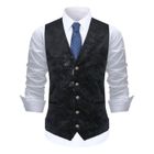 Allthemen Gilet Homme Paisley Jacquard Classique Smoking Vestes de Costume de Mariage Formel Noir