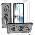 NOVAGO Pour Realme 14 Pro 5G - Coque Résistante avec Anneau béquille Anti Chute + 3 Films Protection écran Verre trempé incurvé