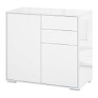 Commode Buffet Meuble de Rangement 2 tiroirs 2 Portes avec étagère - HOMCOM - Blanc - Contemporain - Design