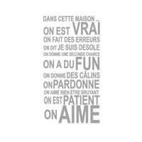 Sticker Décoration Texte "Dans cette Maison ... ON AIME", (60x36 cm)  GRIS TEX003