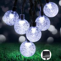 Uto Guirlande Lumineuse Boules Solaire Extérieure, 50 LED 9.5M Luminaires Extérieur Imperméable pour Noël, 8 Modes, Blanc Froid