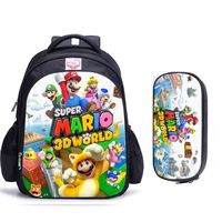 2pcs 028 - Mario Bros – sac à dos pour enfants, sac d'école, orthopédique, dessin animé, pour garçons et fill