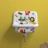 Vasque rétro en céramique - BLEU PROVENCE - Kids Blanc - 60 cm - Édition limitée - Sérigraphie animaux