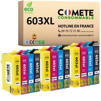 603XL - 12 Cartouches d'encre compatibles Epson 603 XL Etoile de mer pour XP2100 XP2105 WF2810 WF2830- COMETE CONSOMMABLE