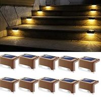 10 Pack Solar Railing LED Lights Outdoor, Waterproof Solar Step Light Used for Stairs, Fence, Deck, Garden, Patio Yard,Porch Marron