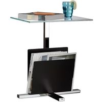 Table d'appoint RELAXDAYS - Design moderne - Plateau en verre et porte-revues - Noir