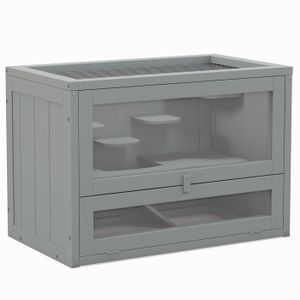 CAGE Cage pour hamsters - PawHut - multi-équipements rampe plateformes toit ouvrant grillagé porte - pour souris petits rongeurs - gris