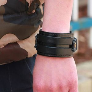 Retro Punk Style Unisex Femmes Hommes Double Couche Bracelet en Cuir large Retro Punk Style Unisex Femmes Hommes Double Couche Bracelet en Cuir large