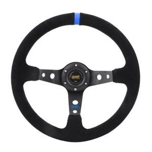 Cadre universel en aluminium noir Volant 1 PC de 350mm Volant de voiture en cuir PVC /à 6 boulons avec klaxon.