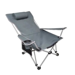 CHAISE DE CAMPING Tissu intégral gris - Chaise de camping pliante po
