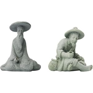 STATUE - STATUETTE   Lot De 2 Figurines De Pêcheurs De Jardin En Cérami