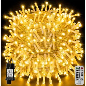 2 Guirlande lumineuse LED à piles 5 m 50 LED 8 modes suspendus avec  télécommande pour camping, fête, nouvel an, décoration de Noël, blanc chaud