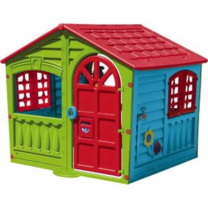 MAISONNETTE EXTÉRIEURE Maisonnette enfant en plastique HABITAT ET JARDIN - Cabane FUN - 140 x 111 x 115 cm - Rouge - Extérieur
