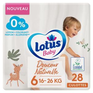 COUCHE LOTUS BABY Couches Culottes Douceur Naturelle taille 6 - 16 à 26 kg - Le paquet de 28 culottes