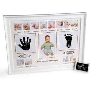 com-four® Ensemble de plâtre 2X avec Cadre Photo Bricolage et décoration Set Artisanat plâtre kit Artisanal pour la Famille pour Empreintes de Mains et Empreintes de Pas d/'enfants et de bébés