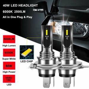 LTONXEN Ampoule H4 LED, 6500K Blanc pour Voiture de 12V-24V Hi/Lo Beam Kit  d'ampoule Phare de Conversion. (2 Pcs) (Garantie de 2 Ans) : :  Auto et Moto