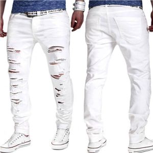 Hommes Denim Jeans Super Stretch Skinny Jeans Chaud Nouveau Denim Distressed Distressed Pantalons Nouvelle Mode Beau Cool
