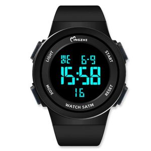 MONTRE Montre enfant garçon LED numérique multifonction sport nager bracelet en silicone étudiant adolescent noir mode cool