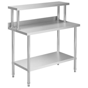 PLAN DE TRAVAIL LEH-Table de travail de cuisine avec étagère 120x60x120 cm Inox-YAJ3054469