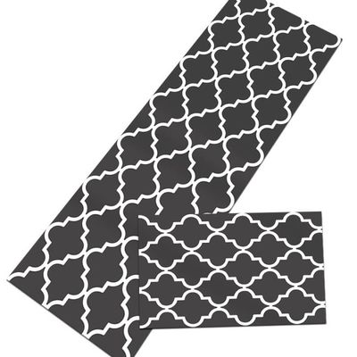Lot De 2 Tapis De Cuisine Antidérapants Lavables - 43x75 Cm + 43x150 Cm, Noir - Absorbants, Faciles à Nettoyer, Pour Entrée, Couloir