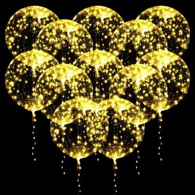 Lot 5 Ballons Lumineux Bobo 61cm Avec Guirlande LED 3m - Transparents, Blanc Chaud, Pour Fêtes Et événements