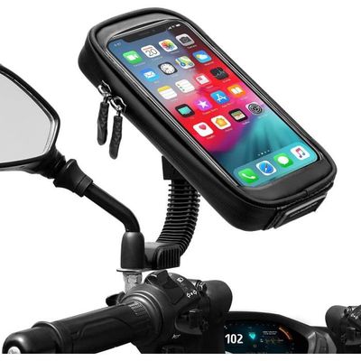 Support Téléphone Vélo étanche IPX6 - Rotation 360°, Coque Transparente - Compatible 5,5 à 7 Pouces - 9
