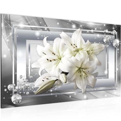 Runa Art Tabella decorazione floreale muro Orchidee - 150 x 75 centimetri XXL Stampa su Tela Salotto Appartamento - pronta per essere appesa - 203053b