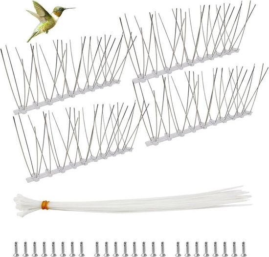 Pics Anti-pigeons Acier Inoxydable 5.5m - Kit Répulsif Oiseaux Pour Toit, Balcon, Fenêtre | Protection Pigeons, Corbeaux, Moineaux Sans Cruauté